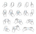 Phone in hand icon set Royalty Free Stock Photo