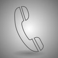 Phone handset icon. linear handset illustration on gray background