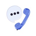 Phone handset with speech bubble. Cartoon vector icon. Cartoon minimal style. Support, customer service, help