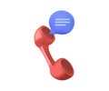 Phone handset with speech bubble. 3d vector icon. Cartoon minimal style. Support, customer service, help, communication.