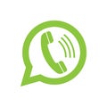 Phone handset in speech bubble. Messenger icon isolated on background. Vector illustration. Royalty Free Stock Photo