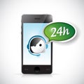 Phone 24 hour customer support illustration