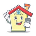 With phone house character cartoon style