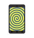 Phone hypnosis. Smartphone screen hypnotizes. vector illustration Royalty Free Stock Photo
