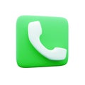 Phone Icon 3d render- Telephone icons green 3d rendering cell phone icon on white background