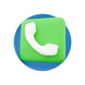 Phone Icon 3d render- Telephone icons green 3d rendering cell phone icon on white background.