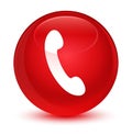 Phone icon glassy red round button Royalty Free Stock Photo