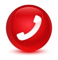 Phone icon glassy red round button Royalty Free Stock Photo