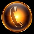 phone icon gold, isolated on black Royalty Free Stock Photo