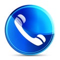 Phone icon glassy vibrant sky blue round button illustration Royalty Free Stock Photo