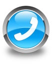 Phone icon glossy cyan blue round button Royalty Free Stock Photo