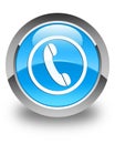 Phone icon glossy cyan blue round button Royalty Free Stock Photo