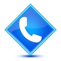 Phone icon isolated on special blue diamond button illustration