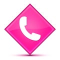 Phone icon isolated on special pink diamond button illustration