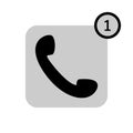 Phone icon one missed call sign