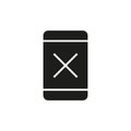 Phone icon that rejects or prohibits with a cross, vector illustration, simple icon on white background, editable stroke