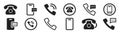 Phone icon set. Cell phone symbol. Contact us. Handset icons. Vector illustration. Royalty Free Stock Photo