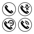 Phone icon set. Isolated telephone black simbols on white background. Royalty Free Stock Photo