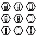 Phone icon set - nine office nobile phones