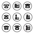 Phone icon set - nine office nobile phones