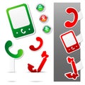 Phone Icon Set. Three Stickers Set