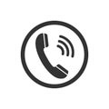 Phone icon, sign. Handset. Vector illustration. Flat design. Black, Grey on white background.