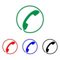 Phone icon, sign. Handset. Vector illustration. Flat design. Colorful set on white background. Royalty Free Stock Photo