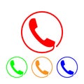 Phone icon, sign. Handset. Vector illustration. Flat design. Colorful set on white background. Royalty Free Stock Photo