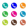 Phone icon, sign. Handset. Vector illustration. Flat design. Colorful set on white background. Royalty Free Stock Photo