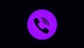 Phone icon is sprayed on the dots in cyberspace. Animation. Colored phone icon on black background