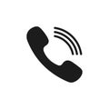 Phone icon in trendy flat style isolated on grey background. Handset icon with waves. Telephone symbol for your design Royalty Free Stock Photo