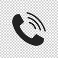 Phone icon vector, contact, support service sign on isolated background. Telephone, communication icon in flat style.