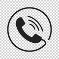 Phone icon vector, contact, support service sign on isolated background. Telephone, communication icon in flat style. Royalty Free Stock Photo