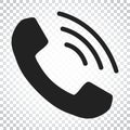 Phone icon vector, contact, support service sign on isolated background. Telephone, communication icon in flat style. Simple Royalty Free Stock Photo