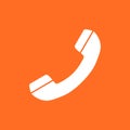 Phone icon vector, contact, support service sign isolated on ora Royalty Free Stock Photo