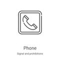 phone icon vector from signal and prohibitions collection. Thin line phone outline icon vector illustration. Linear symbol for use Royalty Free Stock Photo