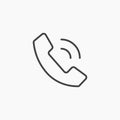 Phoneline in Thin line black color. flat simple vector symbols illustration Royalty Free Stock Photo