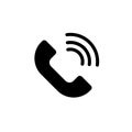 Phone icon on white background. Handset icon with waves. Telephone symbol for your design, logo, UI. ,Vector illustration Royalty Free Stock Photo