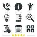 Phone icons. Call center support symbol. Royalty Free Stock Photo