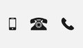Phone icons. Phones vector icons. Phones icon in flat and vintage design. Phone symbols in a row, black color Royalty Free Stock Photo