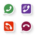 Phone icons set in speech bubble and button