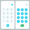 Phone keypad. Smartphone screen keyboard with numbers. Isolated vector set