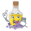 With phone lavender oil in a cartoon bottle Royalty Free Stock Photo