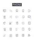 Phone line icons collection. Tablet, Mobile, Handset, Cellph, Smartwatch, Pager, Device vector and linear illustration