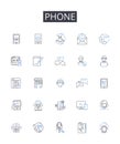 Phone line icons collection. Tablet, Mobile, Handset, Cellph, Smartwatch, Pager, Device vector and linear illustration