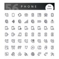 Phone Line Icons Set Royalty Free Stock Photo