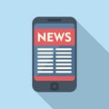 Phone live news icon flat vector. Smart online