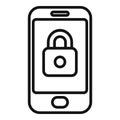 Phone lock icon outline vector. Hacker error