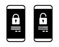 Locked Phone. Password security access on mobile icon. Private authorization sign. Authentication login from system