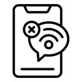 Phone lost connection icon outline vector. Website connect